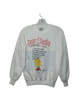BJ Frog Youth L? Crewneck Sweatshirt Christmas List Santa 80's White Holiday